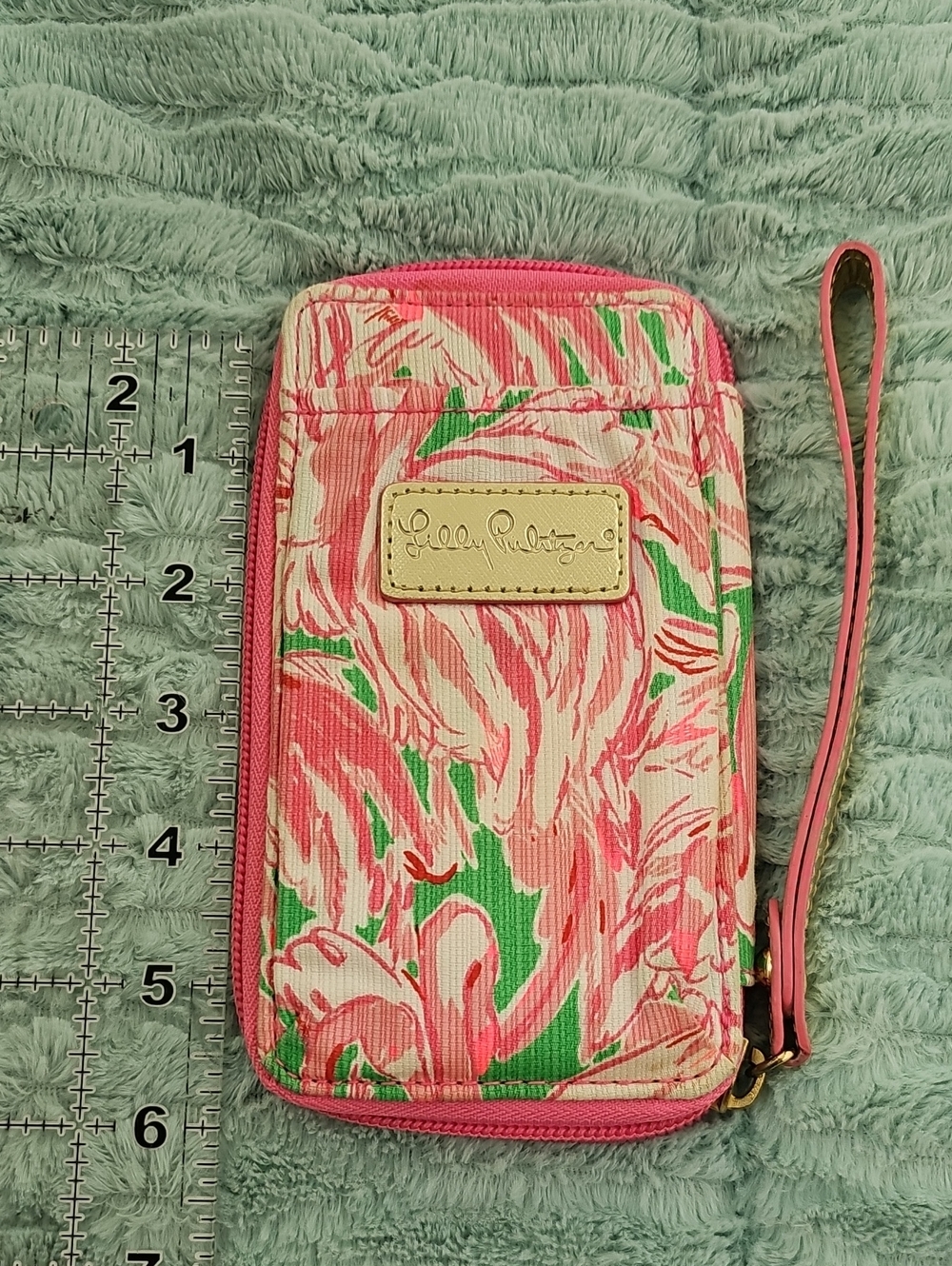 Lilly Pulitzer Pink & Green Flamingo & Floral Wristlet